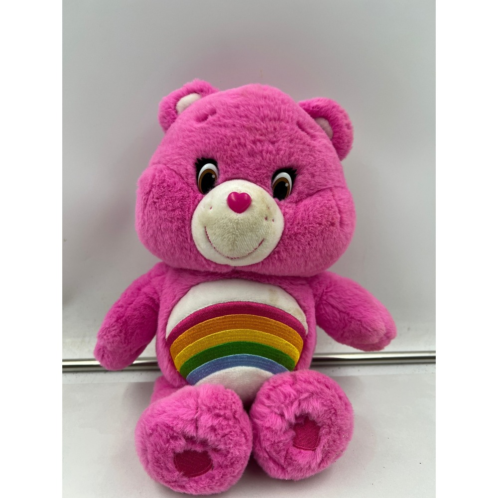 Care Bears Cheer Bear Plush Pink Rainbow Belly Stuffed Animal 2016 Just Play